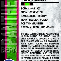 Disc Club Panthers ultimate player card (verso)